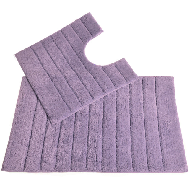 Allure Bath Fashions Heather Ribbed Bath Mat and Pedestal Mat Set 2 Piece - Size: 50 x 80cm - Purple - Wilko - image 1