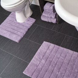 Allure Bath Fashions Heather Ribbed Bath Mat and Pedestal Mat Set 2 Piece - Size: 50 x 80cm - Purple - Wilko - thumbnail 3