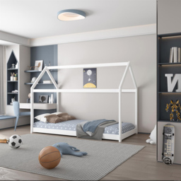 Portland Single White Wooden House Bed with Mattress - Wilko - thumbnail 5