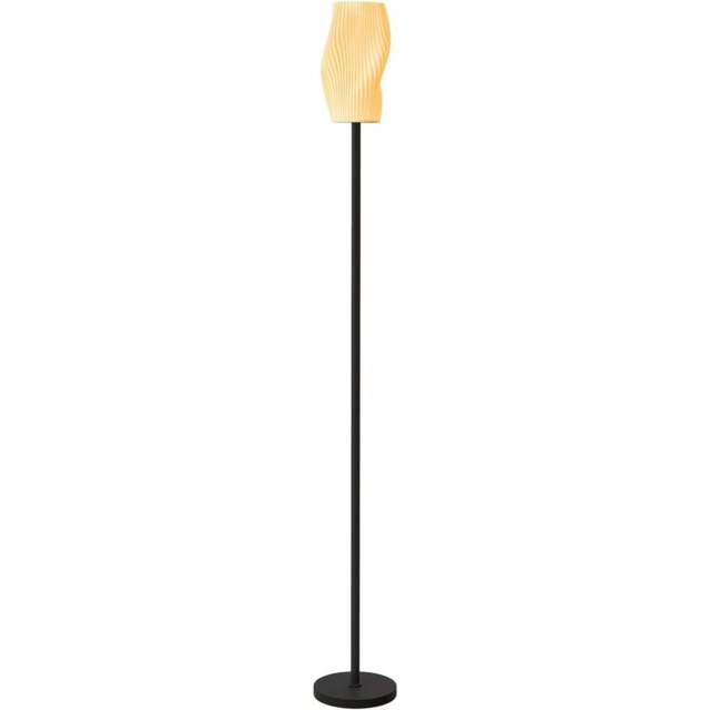 HOMCOM White 3D Printed Flowing Curve Shade Black Floor Lamp with E27 Holder - Size: 21 x 33 x 44cm - Wilko - image 1