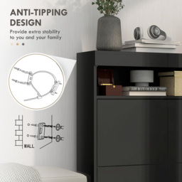 HOMCOM 2 Flip Drawer Black Shoe Cabinet - Size: 99.5 cm x 24 x 80cm - Wilko - thumbnail 7