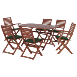 Rowlinson Plumley 6 Seater Dining Set With Green Cushions - Brown - Wilko - thumbnail 3