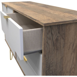 Crowndale 6 Drawer White Matt and Vintage Oak Wide Chest of Drawers Ready Assembled - Wilko - thumbnail 7