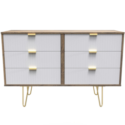 Crowndale 6 Drawer White Matt and Vintage Oak Wide Chest of Drawers Ready Assembled - Wilko - thumbnail 4