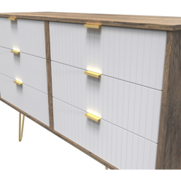 Crowndale 6 Drawer White Matt and Vintage Oak Wide Chest of Drawers Ready Assembled - Wilko - thumbnail 6
