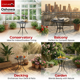 Centurion Supports OSHOWA Black Aluminium Garden Patio Bistro Table - Size: 2 Seater - Wilko - thumbnail 6