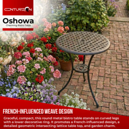 Centurion Supports OSHOWA Black Aluminium Garden Patio Bistro Table - Size: 2 Seater - Wilko - thumbnail 5