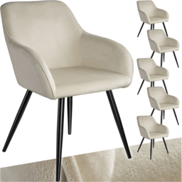 tectake Marilyn Set of 6 Cream and Black Velvet Look Padded Dining Chairs - Wilko - thumbnail 3