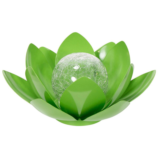 ValueLights Waterlily Green Lotus Flower Solar Powered Outdoor Decoration Garden Light - Size: 11 x 26.5 x 26.5cm - Wilko - image 1