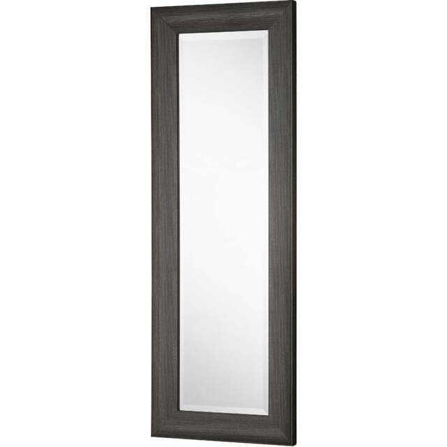 Yearn Dark Grey Scooped Grained Bevelled Dressing Mirror 129 x 45cm - Wilko - image 1