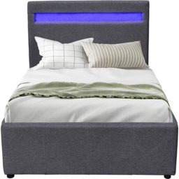 Comfy Living Single Dark Grey Ottoman Bed Frame with LED - Wilko - thumbnail 3