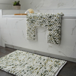 Allure Bath Fashions Luxury Marl Chunky Bobble Green Pedestal Toilet Mat 50 x 50cm - Size: 50 x 50 x 1cm - Wilko - thumbnail 3