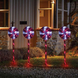 Samuel Alexander 20 Red and White LED Candy Swirl Path Light - Size: 70 x 59 x 8.5cm - Red / White - Wilko