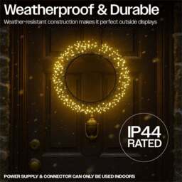 Xmas Haus Black 900 Warm White Micro LED Christmas Wreath 35cm - Wilko - thumbnail 5