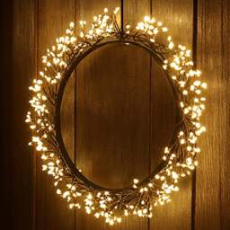 Xmas Haus Black 900 Warm White Micro LED Christmas Wreath 35cm - Wilko - thumbnail 3