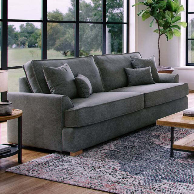 Alba City 4 Seater Steel Fabric Sofa - Grey - Wilko - image 1