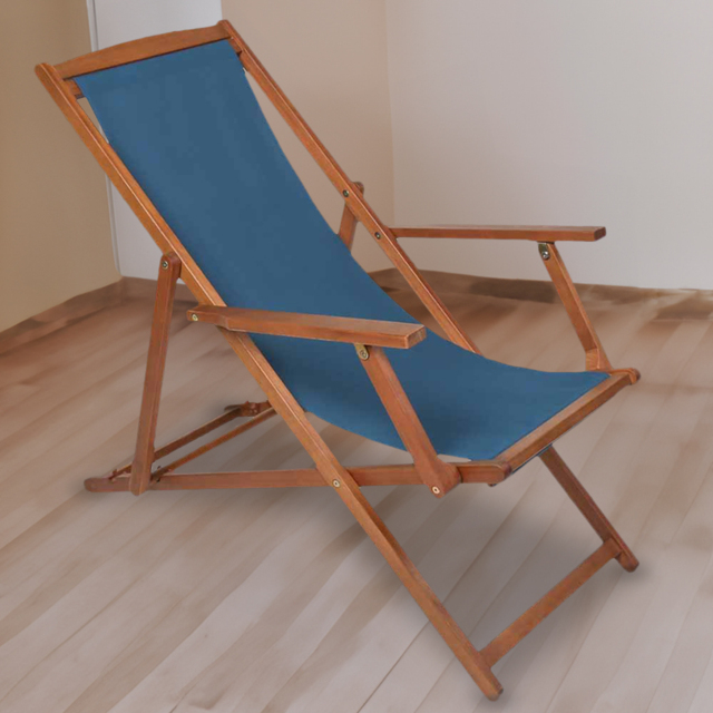 Charles Bentley Eucalyptus Wooden Deck Chair Teal - Size: H94 x L107 x W61cm - Green - Wilko - image 1