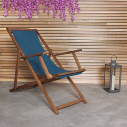 Charles Bentley Eucalyptus Wooden Deck Chair Teal - Size: H94 x L107 x W61cm - Green - Wilko - thumbnail 7