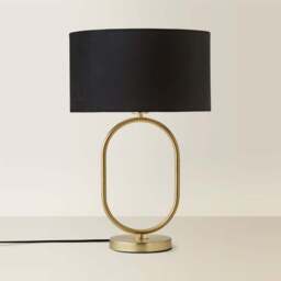 ValueLights Antonia Black Velvet Drum Shade Brushed Gold Oval LED Table Lamp - Size: 42.3 x 25 x 25cm - Wilko - thumbnail 6