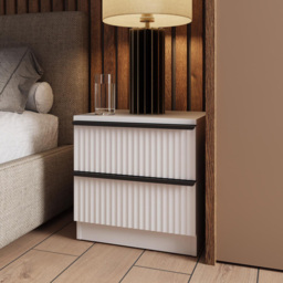FWStyle Lania 2 Drawer White Scalloped Ripple Effect Bedside Chest - Wilko - thumbnail 7