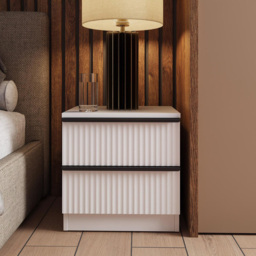 FWStyle Lania 2 Drawer White Scalloped Ripple Effect Bedside Chest - Wilko - thumbnail 6