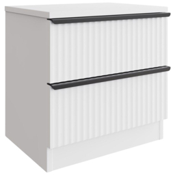 FWStyle Lania 2 Drawer White Scalloped Ripple Effect Bedside Chest - Wilko - thumbnail 3