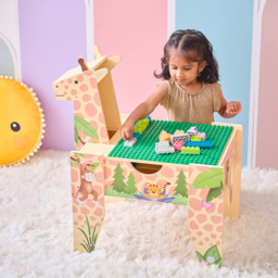 Teamson Kids Multicolour Jungle Giraffe 2-in-1 Activity Table - Size: 71.1 x 41.3 x 65.4cm - Yellow - Wilko - thumbnail 3
