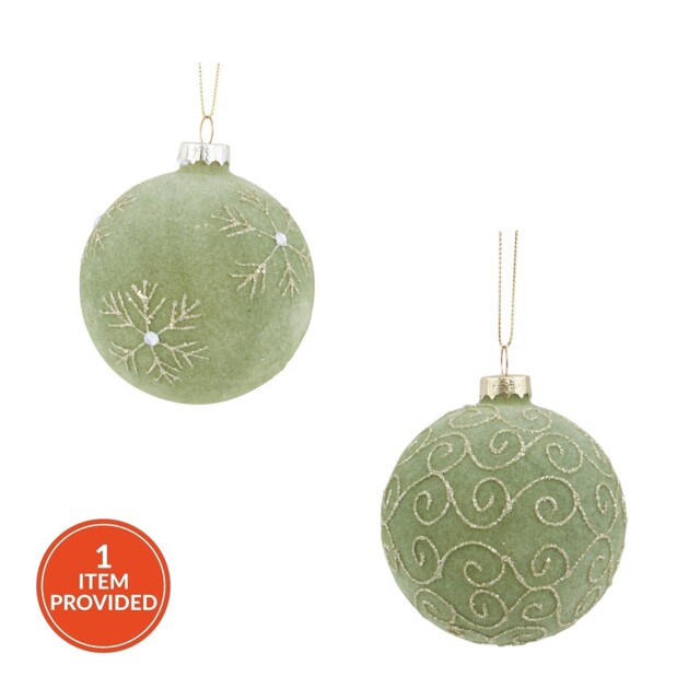 Flocked Patterned Bauble - Mistletoe Cottage - Wilko - image 1