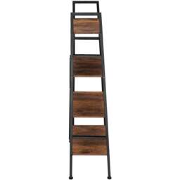 tectake Newcastle 4 Tier Dark Wood Rustic Ladder Shelf - Size: 139 x 35.5 x 57.5cm - Brown - Wilko - thumbnail 5