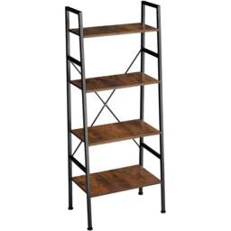 tectake Newcastle 4 Tier Dark Wood Rustic Ladder Shelf - Size: 139 x 35.5 x 57.5cm - Brown - Wilko - thumbnail 3