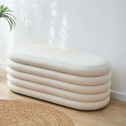 Cream Boucle Storage Ottoman Cream - Wilko - thumbnail 1