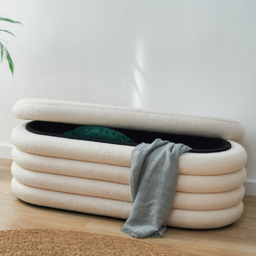 Cream Boucle Storage Ottoman Cream - Wilko - thumbnail 7