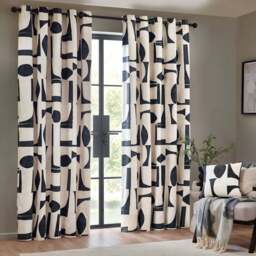 Hoem Carro Dusk Abstract Eyelet Curtains 117 x 183cm - Size: W 117 x D 183cm - Blue - Wilko