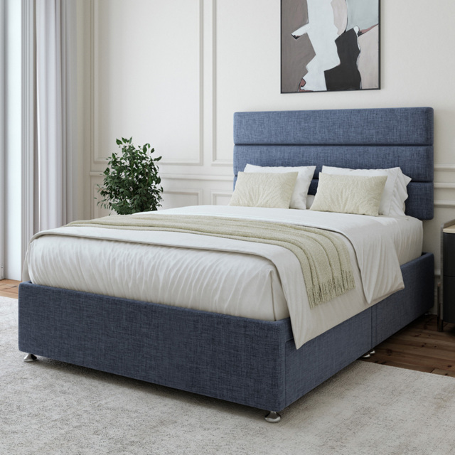 Bedmaster King Size Midnight Linen 2 Drawer Divan Base - Blue - Wilko - image 1