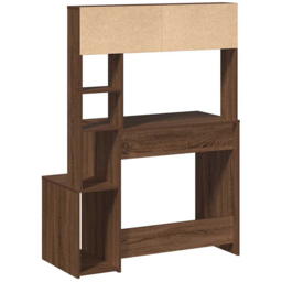 vidaXL 6 Shelf Study Desk Brown Oak - Size: 140 x 100 x 45cm - Wilko - thumbnail 6