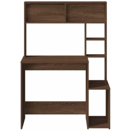 vidaXL 6 Shelf Study Desk Brown Oak - Size: 140 x 100 x 45cm - Wilko - thumbnail 4