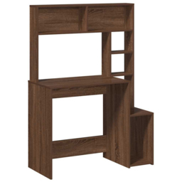 vidaXL 6 Shelf Study Desk Brown Oak - Size: 140 x 100 x 45cm - Wilko - thumbnail 3