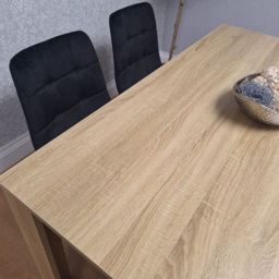 Portland 4 Seater Square Velvet Dining Table Set Oak Effect and Black - Multi - Wilko - thumbnail 3