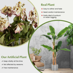 Costway Banana Tree Artificial Plant In Pot 5.4ft - Size: 172 x 22 x 20cm - Green - Wilko - thumbnail 6