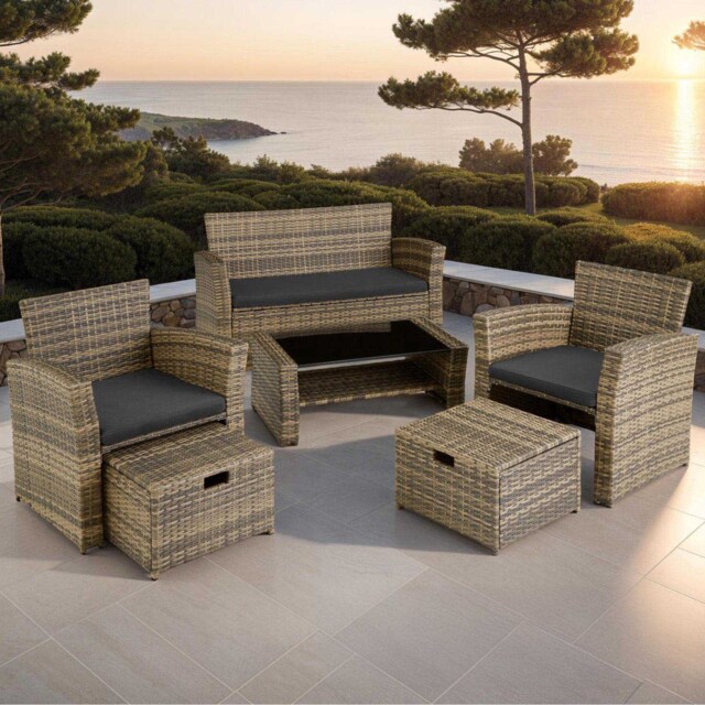 tectake Modena 4 Seater Nature Garden Furniture Set - Brown - Wilko - image 1