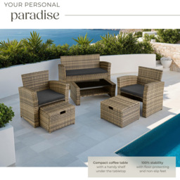 tectake Modena 4 Seater Nature Garden Furniture Set - Brown - Wilko - thumbnail 5