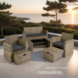 tectake Modena 4 Seater Nature Garden Furniture Set - Brown - Wilko - thumbnail 4