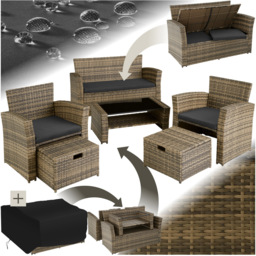 tectake Modena 4 Seater Nature Garden Furniture Set - Brown - Wilko - thumbnail 3