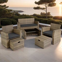 tectake Modena 4 Seater Nature Garden Furniture Set - Brown - Wilko - thumbnail 1
