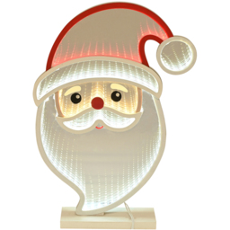 The Seasonal Gift Co. Multicolour LED Santa Mirror Infinity Light - Size: 35 x 24 x 6cm - White - Wilko