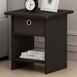 Walplus Dario Single Drawer Single Shelf Espresso End Table - Size: 39.37 x 45.21 x 39.37cm - Brown - Wilko