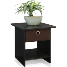 Walplus Dario Single Drawer Single Shelf Espresso End Table - Size: 39.37 x 45.21 x 39.37cm - Brown - Wilko - thumbnail 6