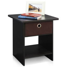 Walplus Dario Single Drawer Single Shelf Espresso End Table - Size: 39.37 x 45.21 x 39.37cm - Brown - Wilko - thumbnail 4