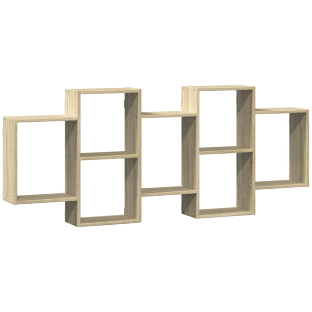 vidaXL 7 Shelf Sonoma Oak Floating Wall Shelf - Size: 65 x 18 x 159cm - Brown - Wilko - image 1