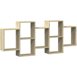 vidaXL 7 Shelf Sonoma Oak Floating Wall Shelf - Size: 65 x 18 x 159cm - Brown - Wilko - thumbnail 4